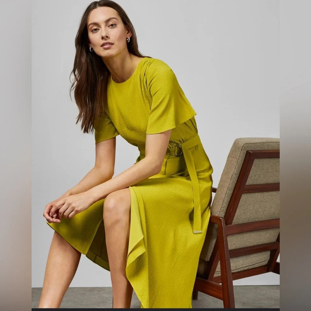 Ted Baker Marniee Asymmetric Hem Dress, Green Light